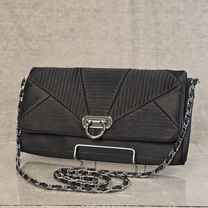 Kate Landry Classy Chain Sling Bag Black Foldover Size 6H X 10L
